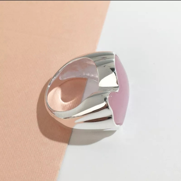 Tous Colors Pink Quartzite Silver Ring Sz 7 - Picture 2 of 10